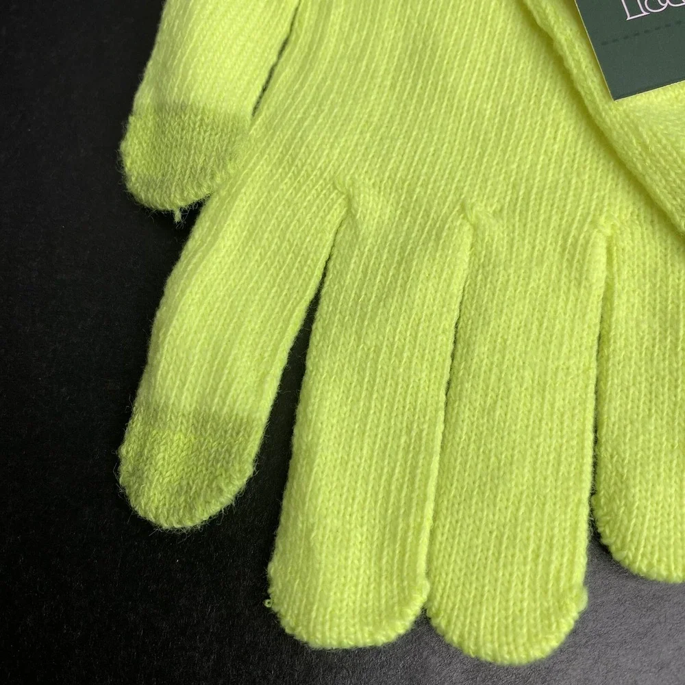 Tech Gloves Women One Size Neon Yellow Knit Touchscreen Cyberpunk Streetwear